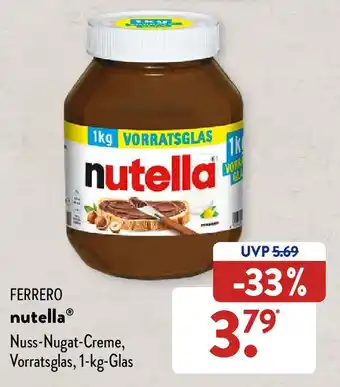 Aldi Süd Ferrero Nutella Nuss Nugat Creme 1 kg Glas Angebot