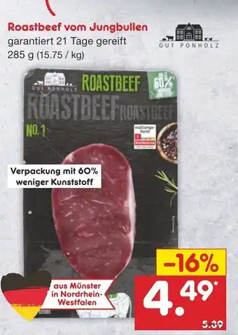 Netto Marken-Discount Roastbeef vom Jungbullen 285 g Angebot