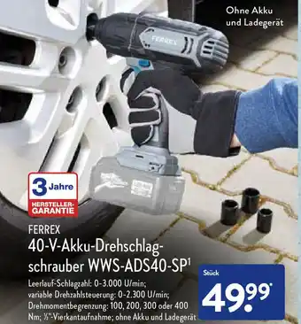 Aldi Nord Ferrex 40 V Akku Drehschlagschrauber WWS-ADS40-SP Angebot