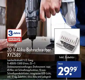 Aldi Nord Ferrex 20 V Akku Bohrschrauber XYZ585 Angebot