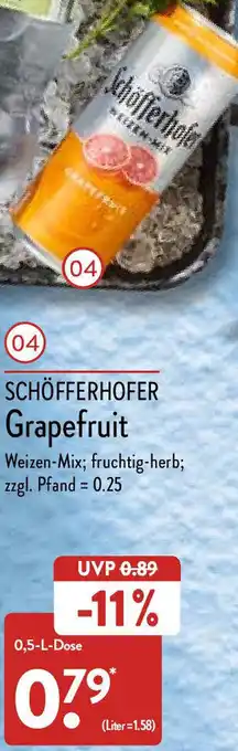 Aldi Nord Schöfferhofer Grapefruit 0,5 L Dose Angebot