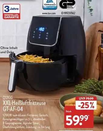 Aldi Nord Quigg XXL Heißluftfritteuse GT-AF-04 Angebot