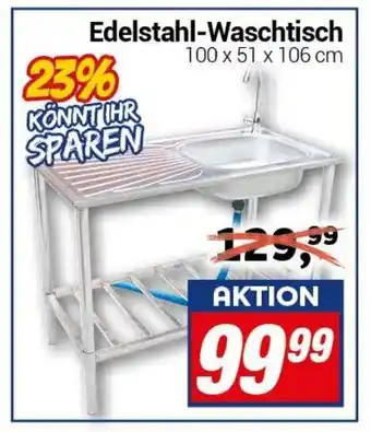 CENTERSHOP Edelstahl Waschtisch 100 x 51 x 106 cm Angebot