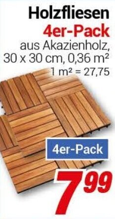 CENTERSHOP Holzfliesen 4er Pack Angebot