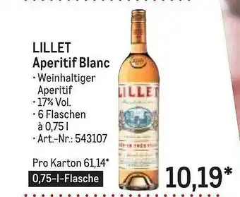 METRO Lillet aperitif blanc Angebot