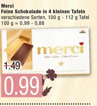 Marktkauf Merci Feine Schokolade in 4 Kleinen Tafeln 100 g Angebot