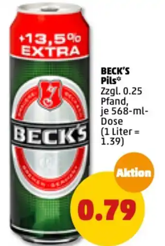 PENNY Beck's Pils 568 ml Dose Angebot