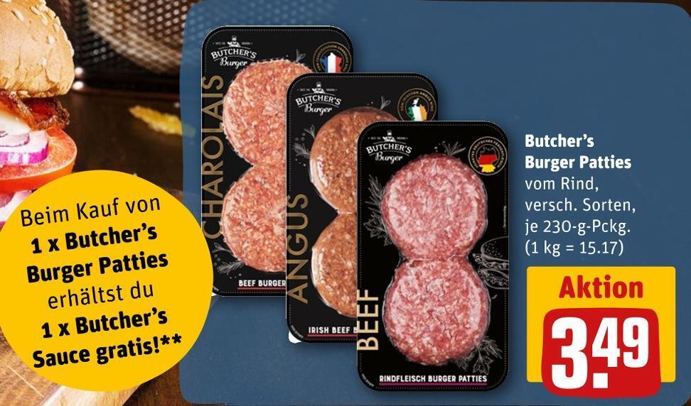 Butcher’s burger patties Angebot bei REWE