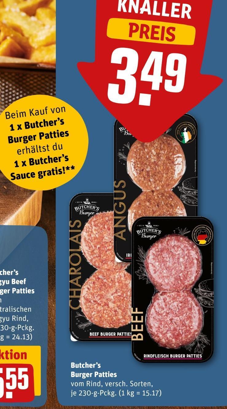 Butcher’s burger patties Angebot bei REWE