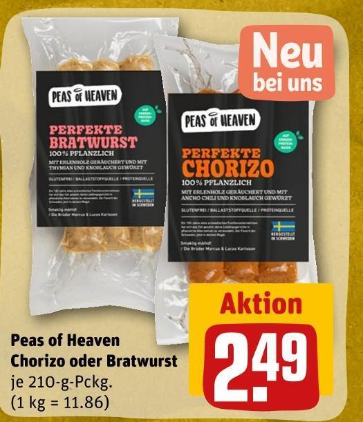 Peas of heaven chorizo oder bratwurst Angebot bei REWE