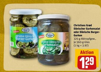 REWE Christians grød dänischer gurkensalat oder dänische burger-gurken Angebot