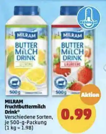 PENNY Milram Fruchtbuttermilch Drink 500 g Packung Angebot