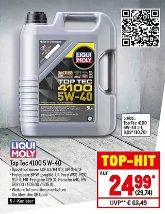 METRO Liqui moly top tec 4100 5w-40 Angebot