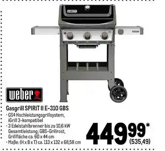 METRO Weber gasgrill spirit ii e-310 gbs Angebot