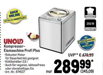 METRO Unold kompressor-eismaschine profi plus Angebot