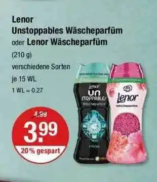 V Markt Lenor unstoppables wäscheparfüm oder lenor wäscheparfüm Angebot