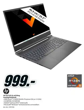 MediaMarkt HP Gaming Notebook Victus | 16-e0358ng Angebot