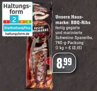 Edeka Neukauf Unsere Hausmarke: BBQ Ribs 740 g Packung Angebot