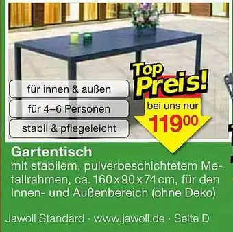 Jawoll Gartentisch Angebot