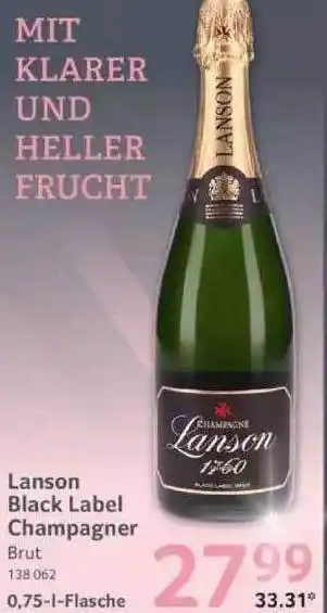 Selgros Lanson black label champagner Angebot