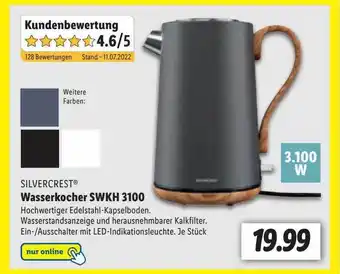 Lidl Silvercrest wasserkocher swkh 3100 Angebot