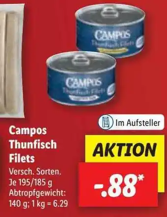 Lidl Campos thunfisch filets Angebot