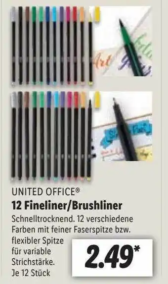 Lidl United office 12 fineliner oder brushliner Angebot