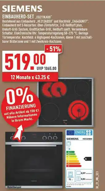 Marktkauf Siemens einbauherd set Angebot