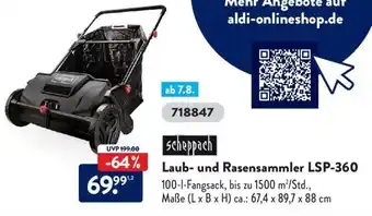 Aldi Süd Scheppach Laub und Rasensammler LSP 360 Angebot