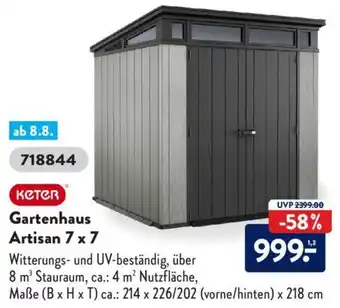 Aldi Süd Keter Gartenhaus Artisan 7 x 7 Angebot