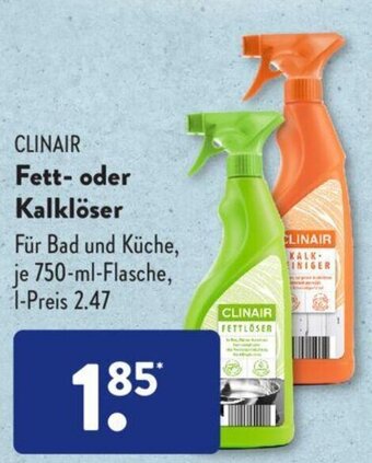 Aldi Süd Clinair Fett oder Kalklöser 750 ml Flasche Angebot