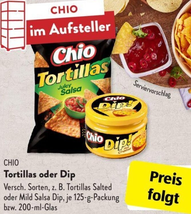 Chio Tortillas oder Dip 125 g Packung/200 ml Glas Angebot bei Aldi Süd