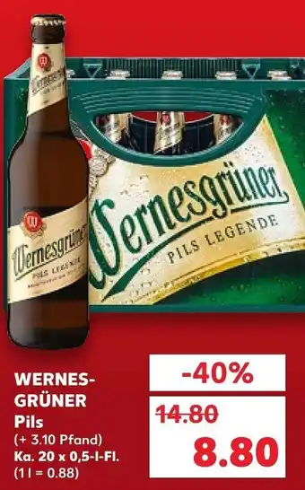Kaufland Wernesgrüner Pils Ka. 20x0,5 L-Fl. Angebot