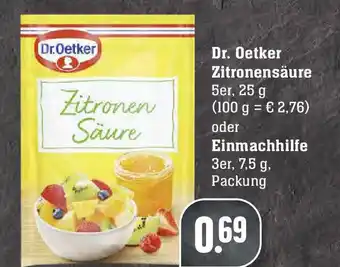 Edeka Dr. Oetker Zitronensäure 25g oder Einmachhilfe 7,5g Angebot