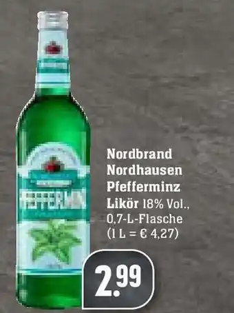 Edeka Nordbrand Nordhausen Pfefferminz Likör 0,7L Angebot