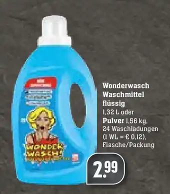 Edeka Wonderwasch Waschmittel flüssig 1,32L oder Pulver 1,56kg Angebot