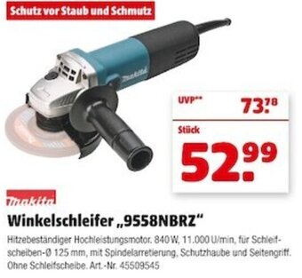 Hagebau Makita Winkelschleifer 9558NBRZ Angebot