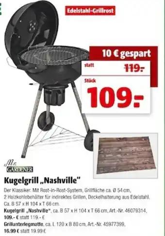 Hagebau Mr. Gardener Kugelgrill ,,Nashville" Angebot