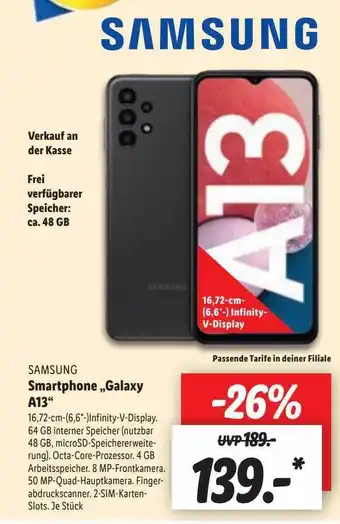 Lidl Samsung smartphone „galaxy a13“ Angebot