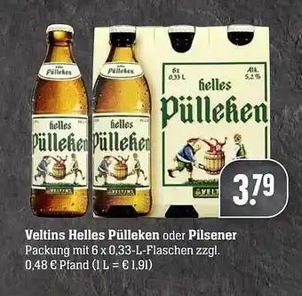 Edeka Veltins helles pülleken oder pilsener Angebot