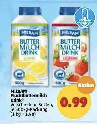 PENNY Milram fruchtbuttermilch drink Angebot