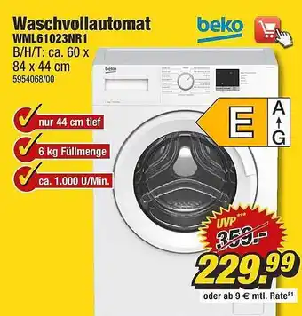 Poco Beko waschvollautomat wml61023nr1 Angebot