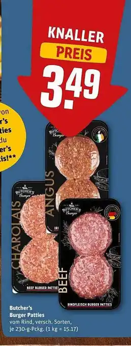 REWE Butcher's burger patties Angebot