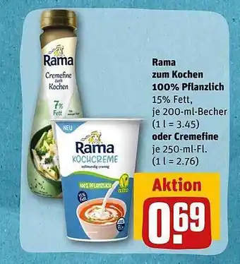 REWE Rama zum kochen 100% pflanzlich oder cremefine Angebot