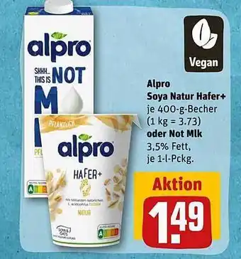 REWE Alpro soya natur hafe+ oder not mlk Angebot