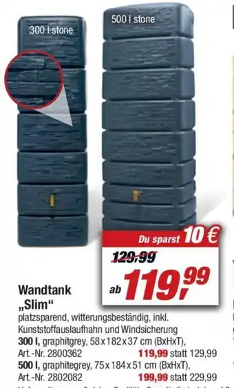 toom Baumarkt Wandtank ,,Slim" Angebot