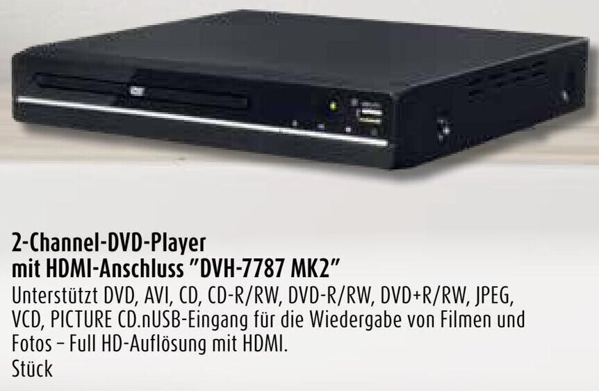 Denver 2 Channel DVD Player mit HDMI Anschluss ,,DVH7787 MK2" Angebot