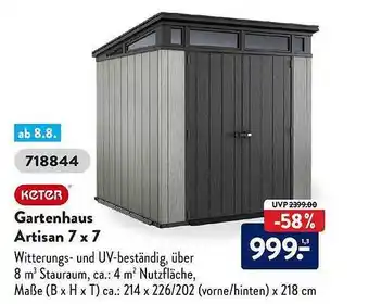 Aldi Süd Keter gartenhaus artisan 7x7 Angebot