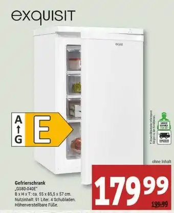 Marktkauf Exquisit gefrierschrank „gs80-040e“ Angebot