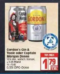 Edeka Gordon's gin & tonic oder captain morgan dosen Angebot